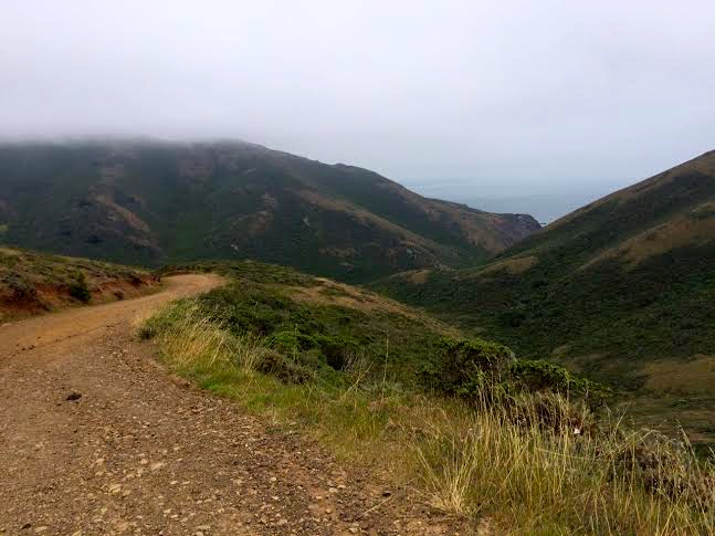 Top of the fire road, looking down at Tennessee Valley - shoreline hidden by the hills.